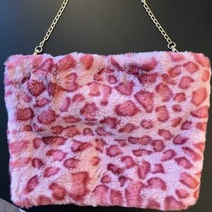 Pink Leopard Print Fuzzy Purse NWOT